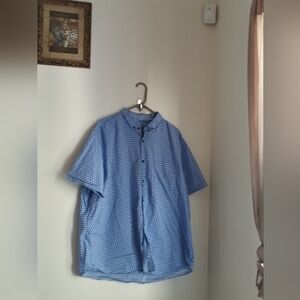 Tasso Elba Shirt Men 2X Light Blue Patterned Button-Down Academia Versatile Y2K